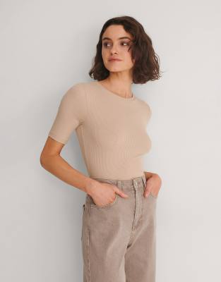 T-shirt Donna NA-KD Con Arricciatura E Scollo Tondo, Maniche Corte