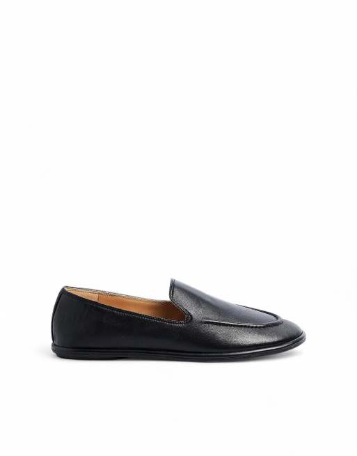 NA-KD Rounded leather loafers in black, 3 of 5