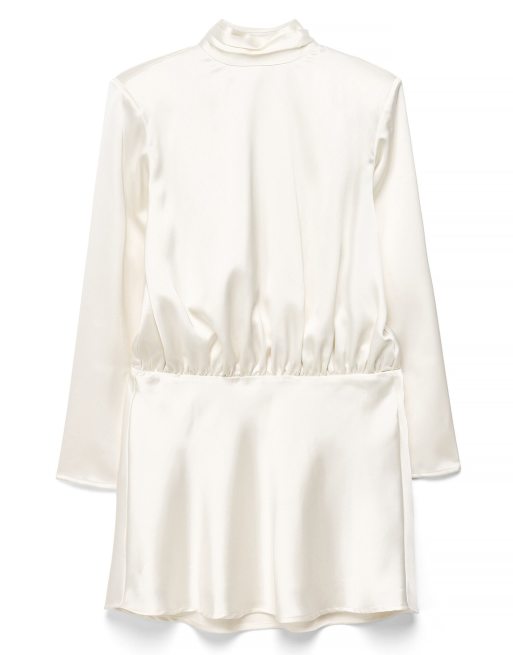 NA-KD Satin back detail mini dress in cream, 5 of 5