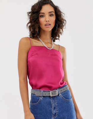 pink satin cami top