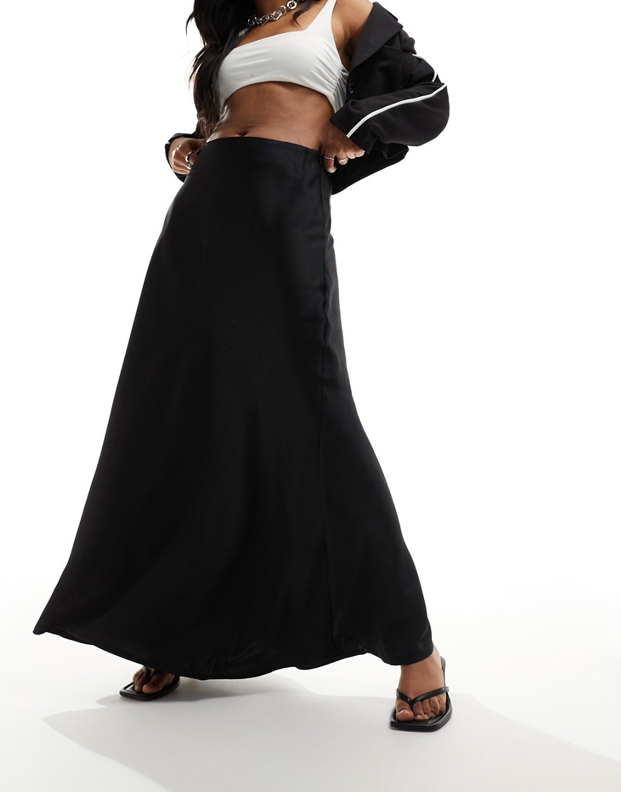 Na-kd Satin Maxi Skirt In Black