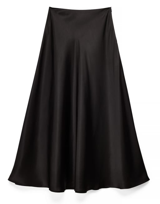 NA-KD Satin maxi skirt in black, 5 of 5