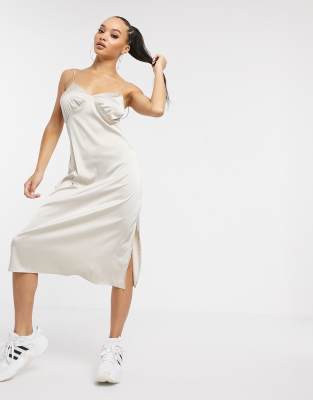 satin slip dress cream