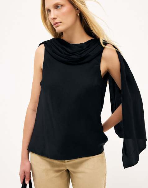 NA-KD Scarf detail top in black - view 1