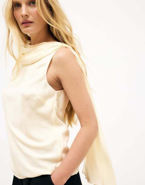 NA-KD Scarf detail top in cream - view 1