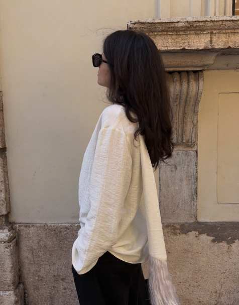 NA-KD Scarf fringe detail blouse in white