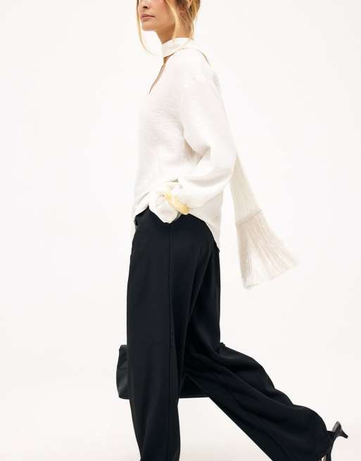 NA-KD Scarf fringe detail blouse in white, 2 of 5