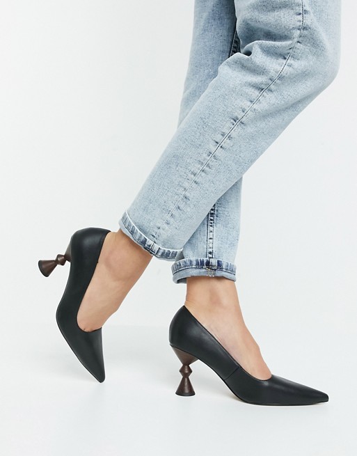 NA-KD sculptured heel shoes in black