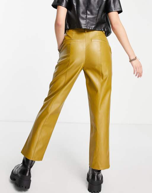 Yellow leather clearance pants