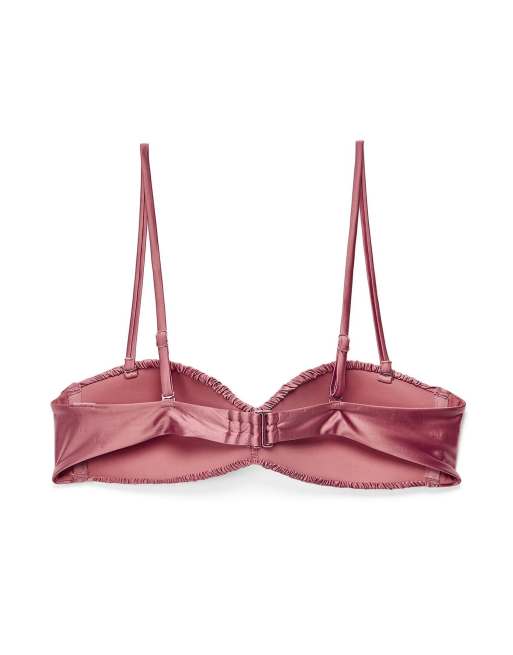 NA-KD Shiny padded bandeau bikini in rose brown, 5 of 5