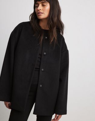 Na-kd Short Coat With Scarf In Black