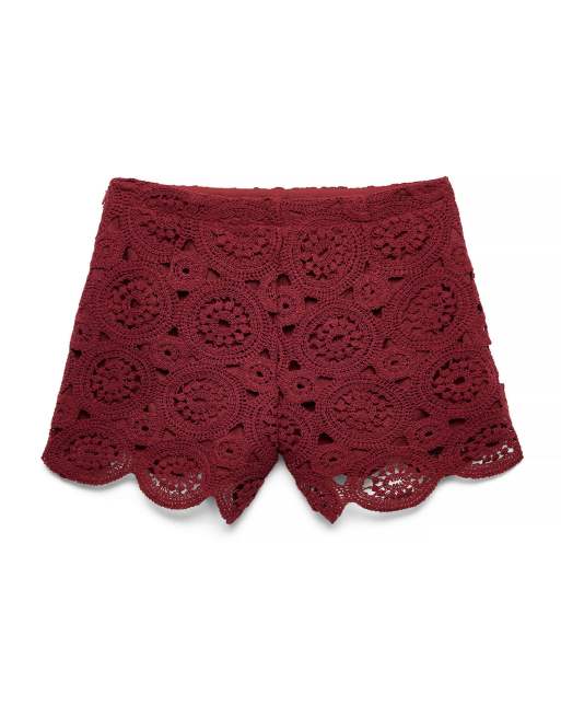 NA-KD - Short en maille au crochet à bords festonnés - Rouille foncé, 4 de 5