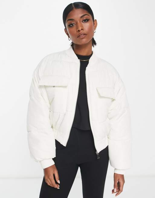 White short best sale puffer jacket