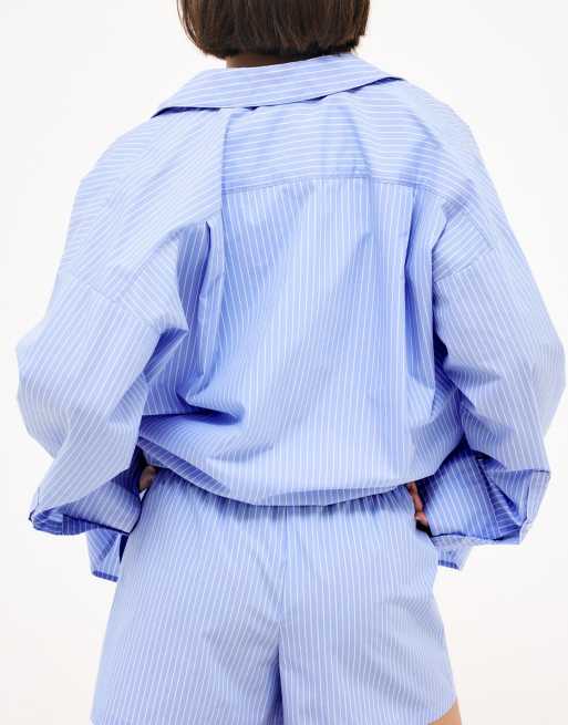 NA-KD - Short rayé en coton à taille élastique - Bleu et blanc, 2 de 5