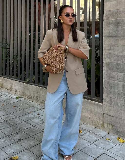 NA-KD Short sleeve blazer in taupe, 5 of 5
