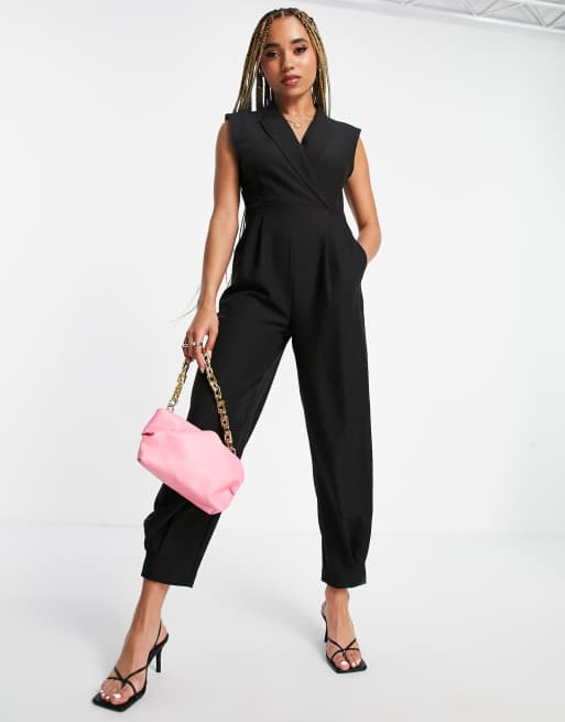 NA-KD shoulder detail jumpsuit in black | ASOS