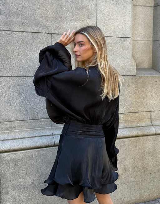 NA-KD - Shpresa - Robe courte à volants avec taille froncée - Noir, 2 de 5