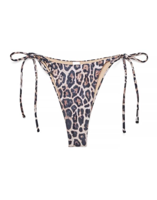 NA-KD Side tie bikini trousery in leopard, 4 of 5