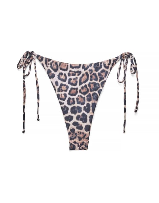 NA-KD Side tie bikini trousery in leopard, 5 of 5