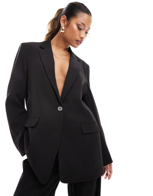 NA-KD single breasted blazer in black (part of a set)