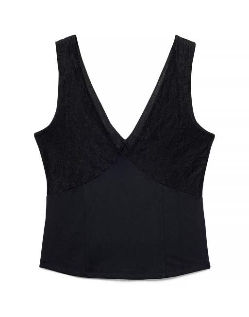 NA-KD Singlet mit Spitzendetail in Schwarz, 5 von 5