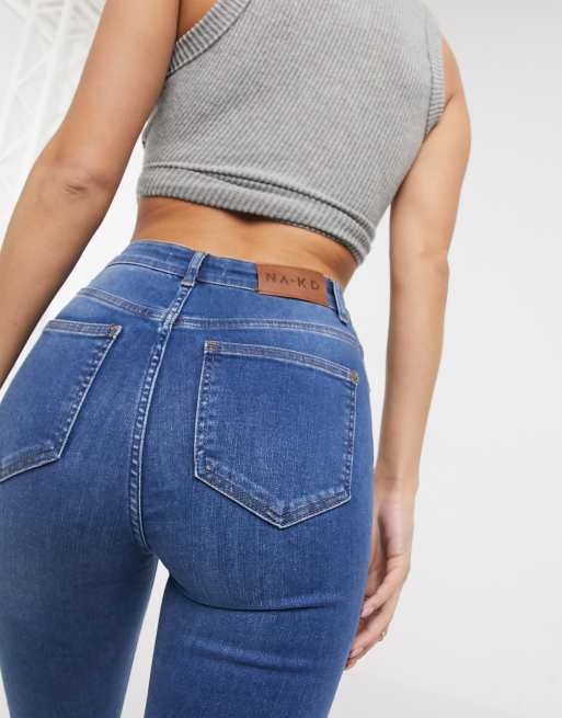 Skinny high waist raw hem jeans sale