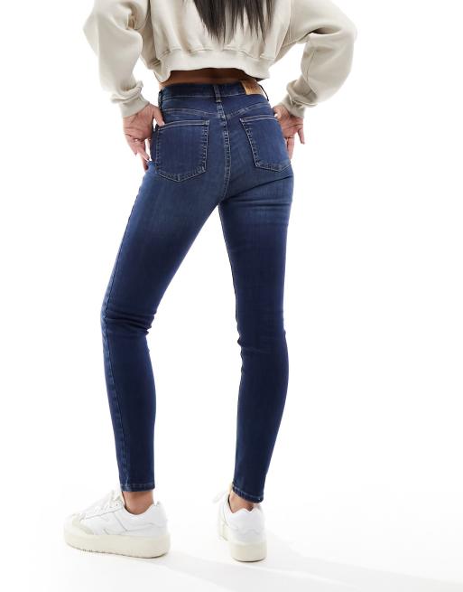 NA-KD - Skinny jeans met hoge taille in donkerblauw, 3 van 5