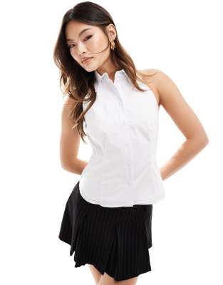 NA-KD NA-KD sleeveless shirt top in white