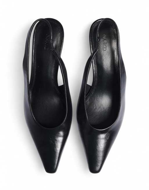NA-KD Slim toe slingback pumps in black, 3 of 5