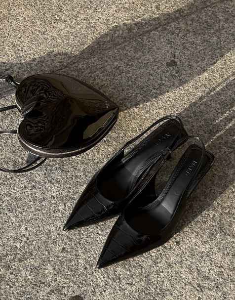 NA-KD Slingback pumps in black croco - view 1
