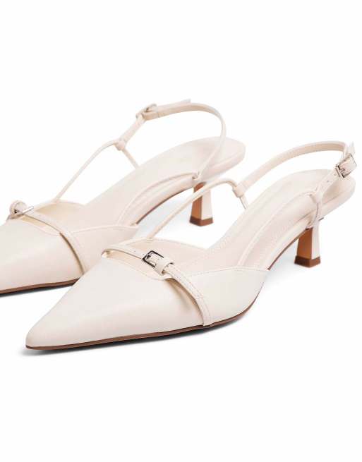 NA-KD - Slingback pumps met bandjes in gebroken wit