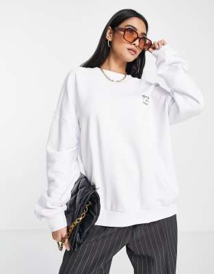 NA-KD slogan sweatshirt in white