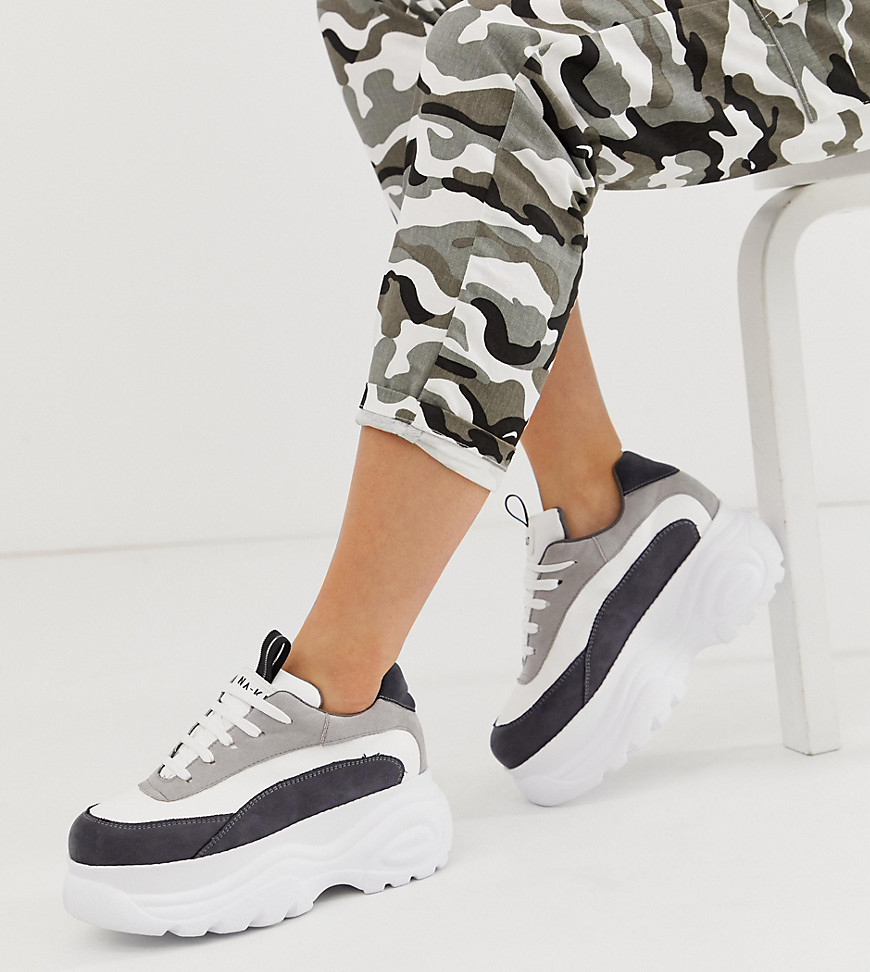 Na-kd - Sneakers bianche con dettagli colour block e suola spessa-Multicolore