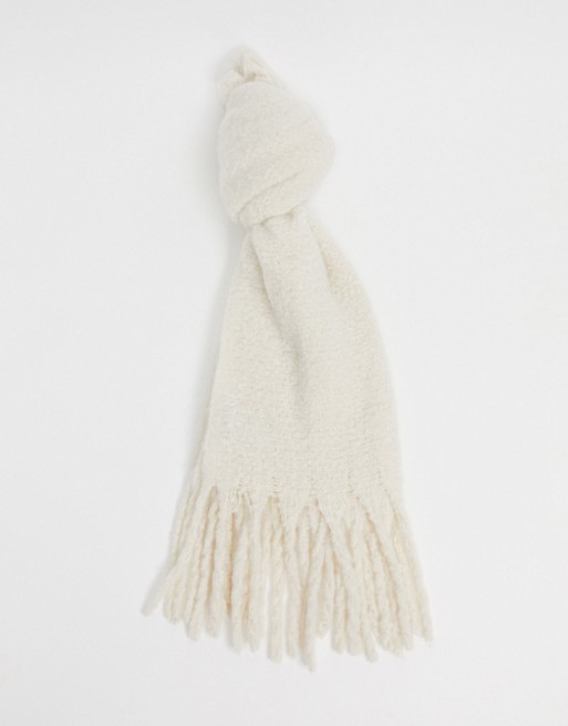 NA-KD soft chunky scarf in off white