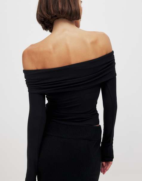 NA-KD Soft Line Langarmoberteil in Schwarz - view 1