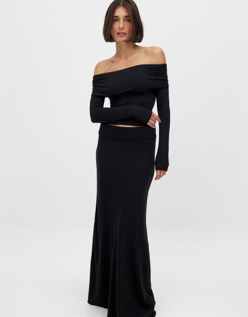 NA-KD Soft line long sleeve top in black, 4 of 5