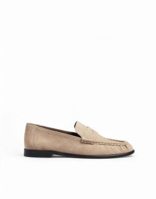  Soft suede loafers in beige