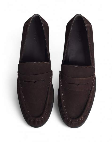 NA-KD Soft suede loafers in dk brown - view 1