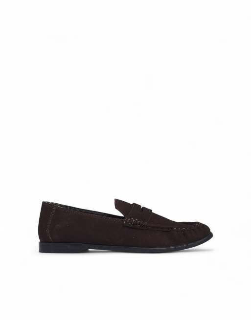 NA-KD Soft suede loafers in dk brown, 3 of 4