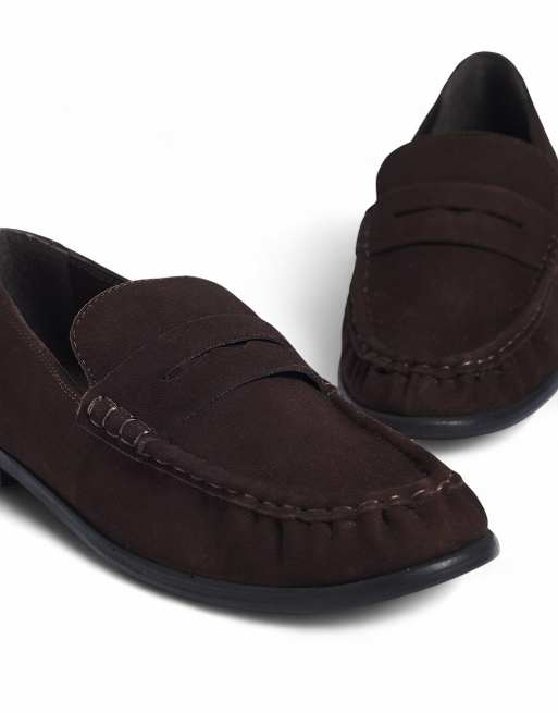 NA-KD Soft suede loafers in dk brown, 4 of 4