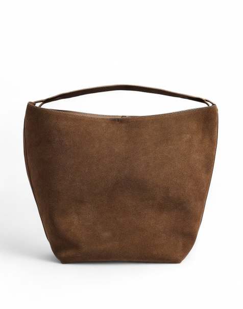 NA-KD Soft suede tote bag in brown - view 1