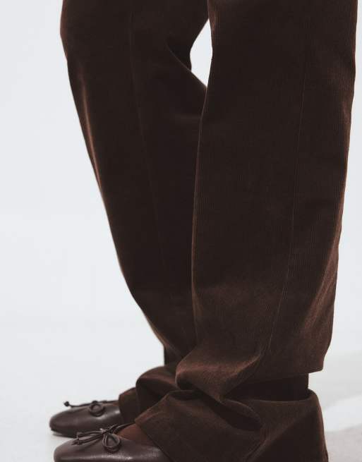 NA-KD Squared toe bow ballerinas in chocolate brown, 2 of 4