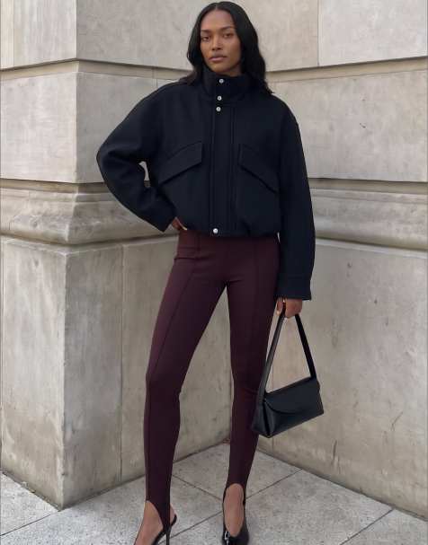 NA-KD Stirrup trouser in burgundy - view 1