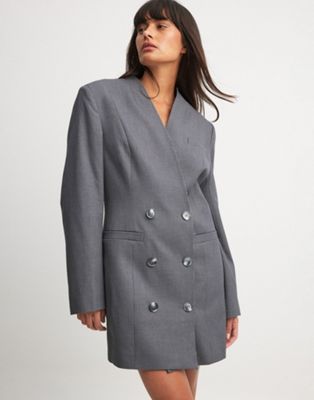 NA-KD straight blazer style mini dress in grey