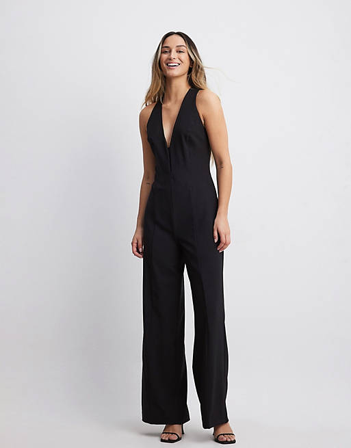 NA-KD straight fit waistcoat jumpsuit in black | ASOS