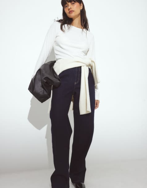 NA-KD – Straight Jeans in Rinse-Waschung mit hohem Bund - view 1