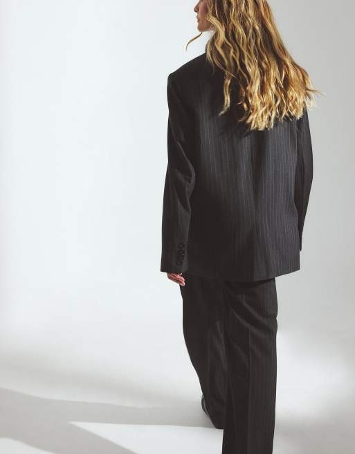 NA-KD Straight low waist suit trouser in stripe, 3 of 5