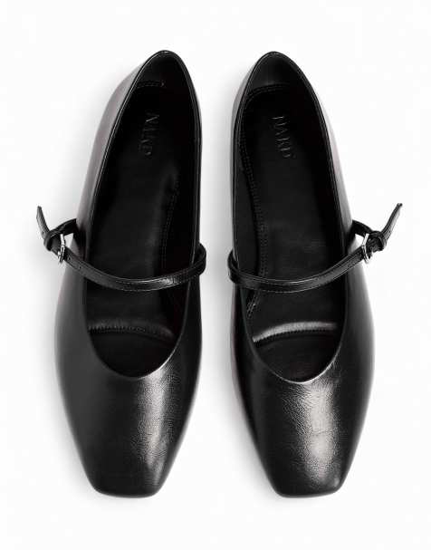NA-KD Strap detail ballerinas in black - view 1