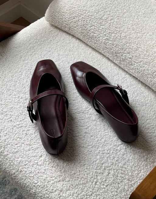 NA-KD Strap detail ballerinas in burgundy, 5 of 5