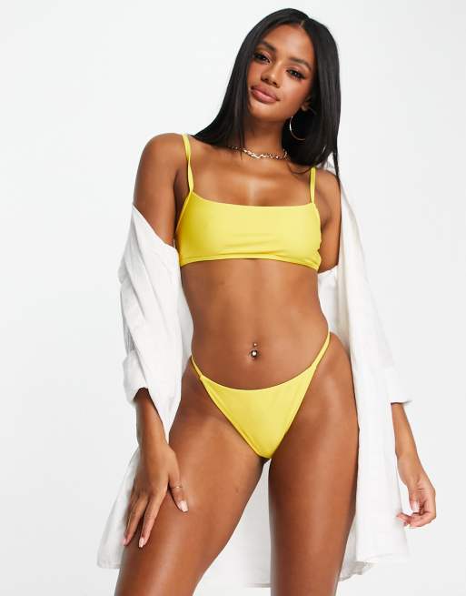 NA KD strappy bikini bottoms in yellow